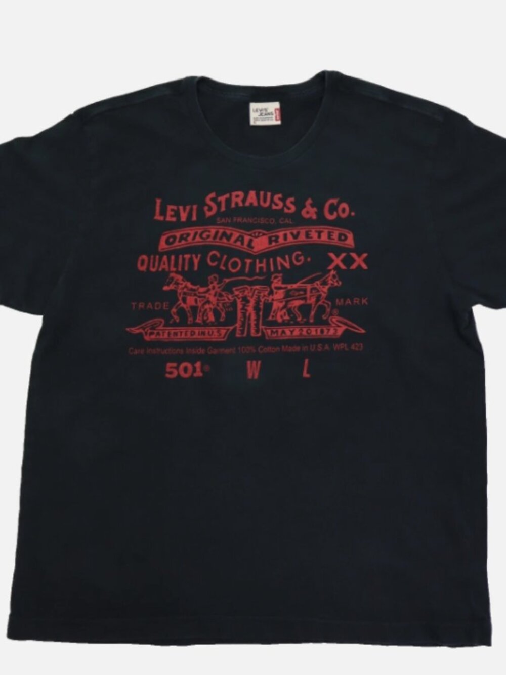 Levi's Vintage Logo Regular Fit T-Shirt Tee Men's Size XL 100% Cotton Black